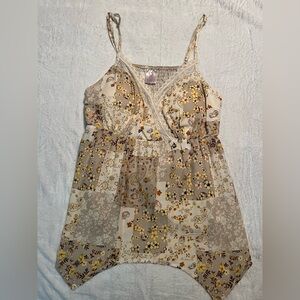 No Boundaries Patchwork Floral Camisole - Cream and Brown